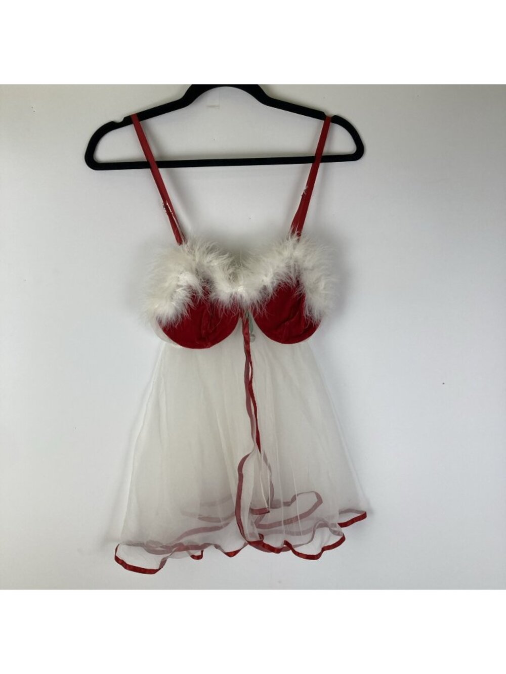 Vintage Y2K Fur Velvet Mesh Cami Size Medium Mrs Claus Christmas Jingle Bell